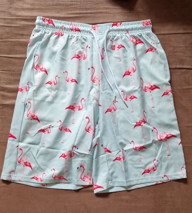 Kąpielówki niebieskie flamingi męskie