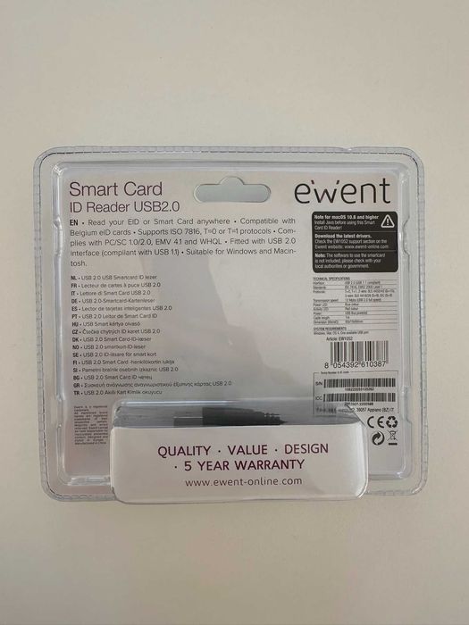 Leitor de Cartão de Cidadão / Smart Card Ewent EW1052 (Novo/Selado)