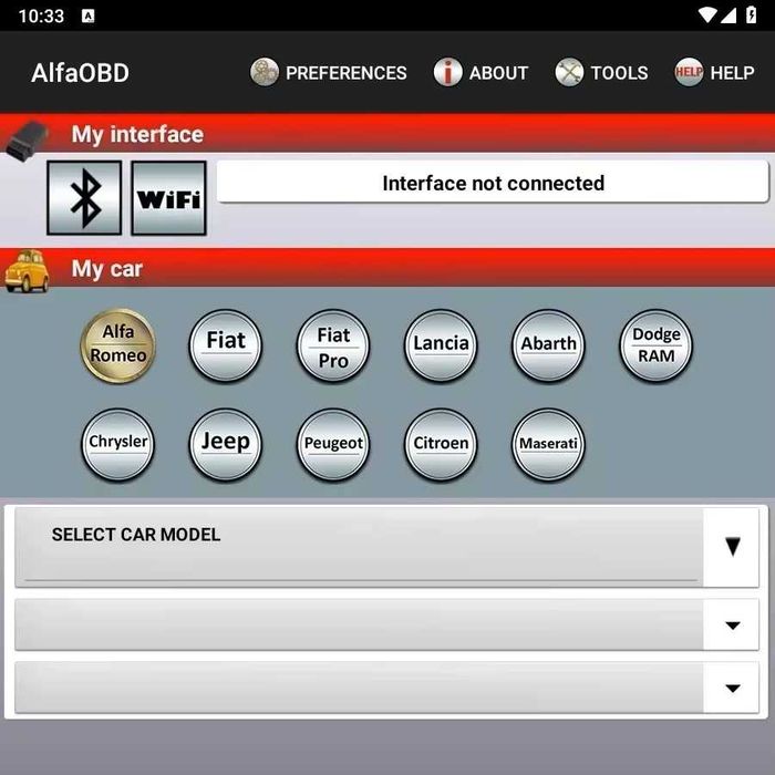Scanner de diagnóstico OBD2 ELM327 Vgate VLinker MC+ com cabos adaptadores OBD2 para Fiat/Alfa Romeo/Lancia e aplicação AlfaOBD