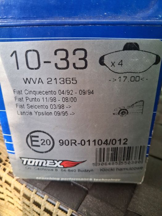 Klocki hamulcowe seicento  Tomex