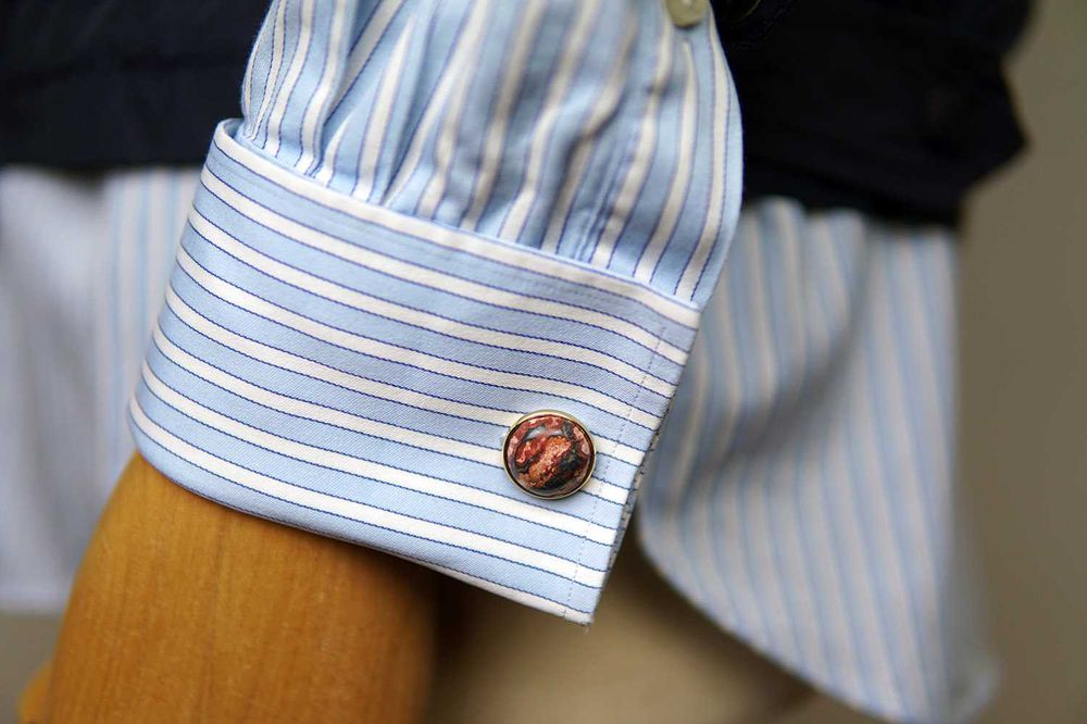 NOWE złote spinki koszulowe do mankietów jaspis kamień czerwone boho