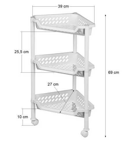 Regał łazienkowy narożny plastikowy na kółkach 6 szt. tanio