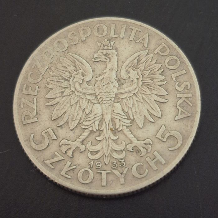 5 złotych 1933 - Głowa Kobiety - Srebro - Oryginał