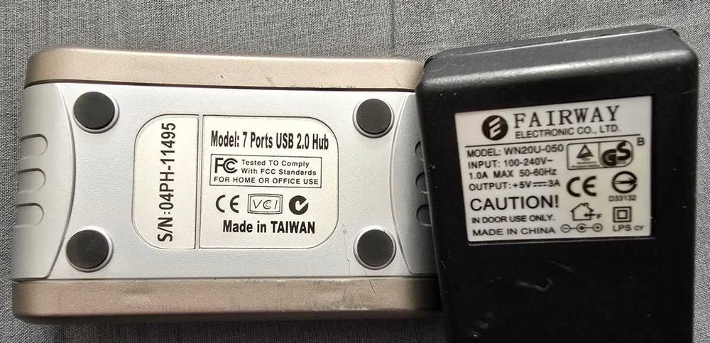 HUB 7 portów USB 2.0 + zasilacz 5V 3A