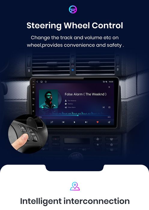 Rádio BMW e46 M3 2/32GB android Auto Carplay 2din 9" gps wifi NOVO