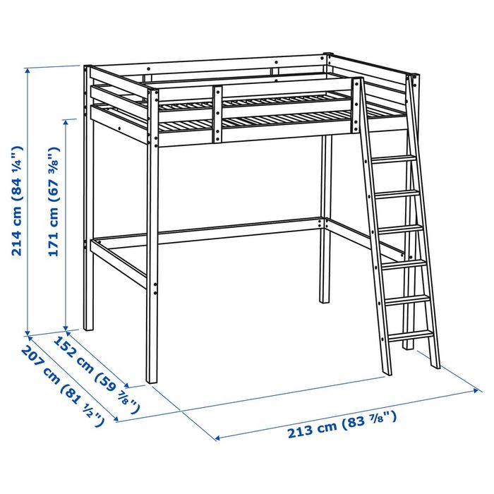 Cama de casal elevada IKEA 140x200 + colchão – pouco uso