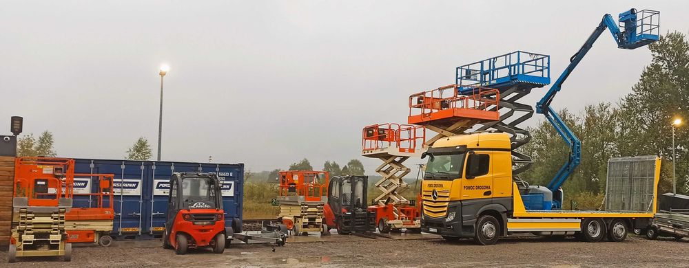 Wynajem Podnośnik koszowy zwyżka nożycowa podest ruchomy wózek widłowy