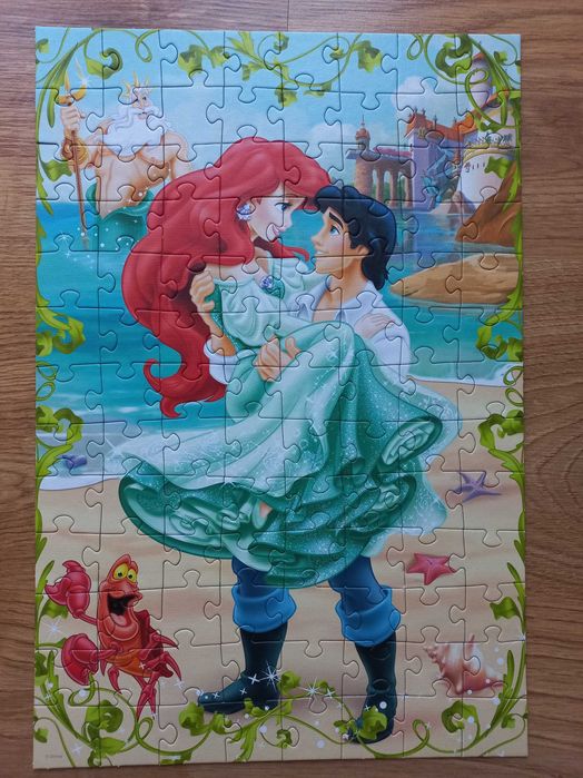 Puzzle Trefl Księżniczka Ariel z księciem 100el + Kraina Lodu 160el