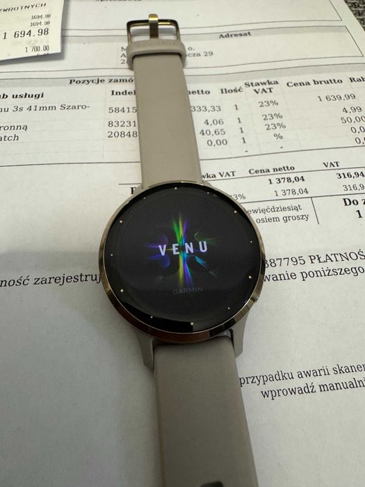Garmin Venus 3S 41mm Szaro-złoty