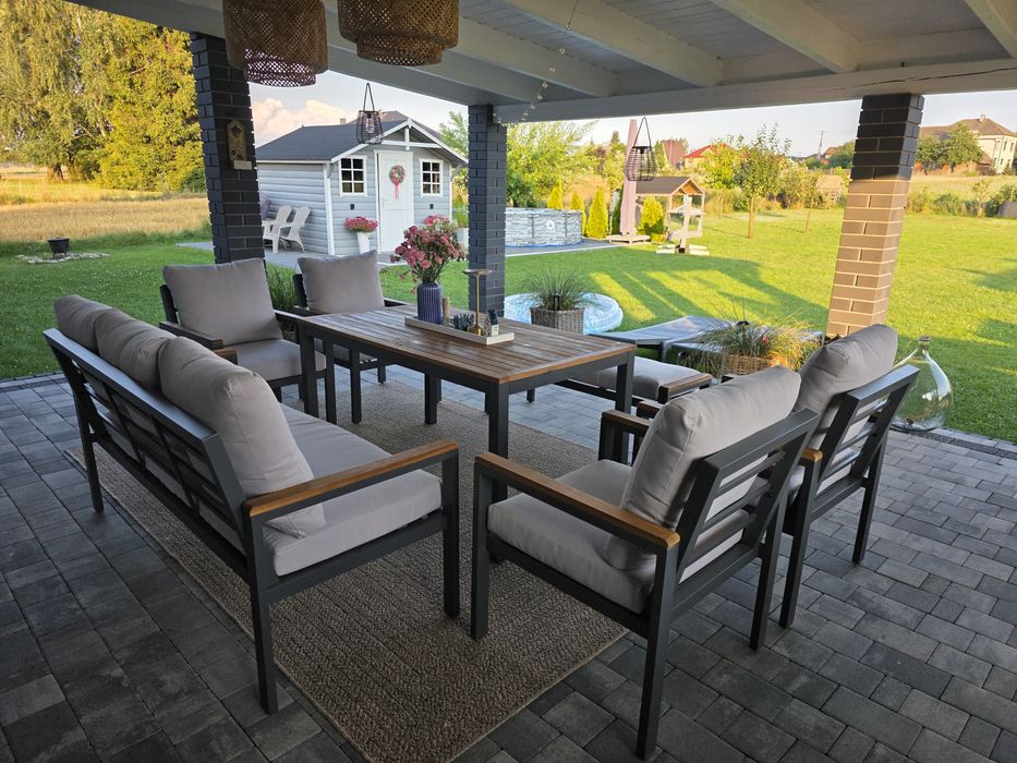 Duzy zestaw ogrodowy aluminium 10 osobowy