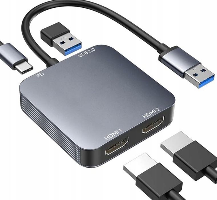 USB 3.0 do podwójnego adaptera HDMI z portem USB 3.0 (K)