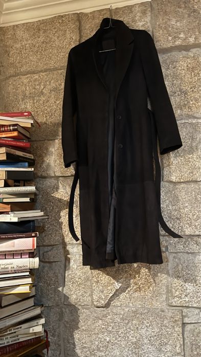 Casaco Massimo Dutti comprido pele camurca