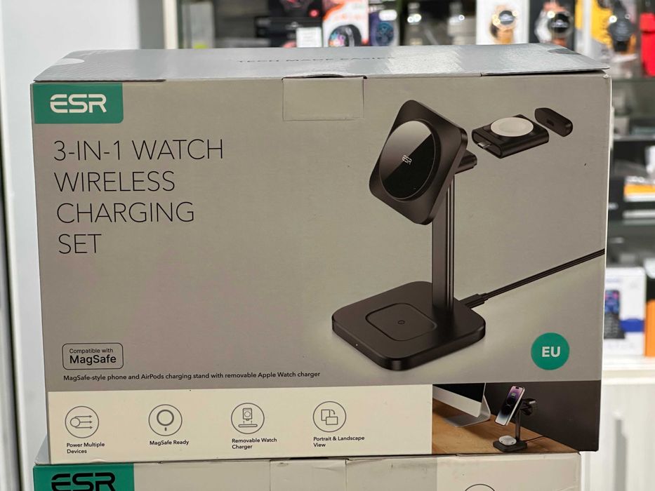 Stacja Ładująca 3W1 ESR Magnetyczna Indukcyjna MAGSAFE White/Black