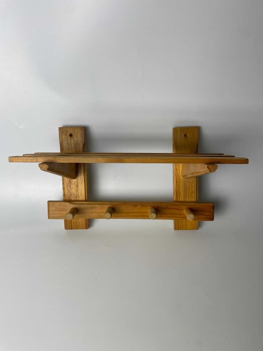 Stylowy wieszak drewniany z kołkami prl retro vintage solidny i mocny