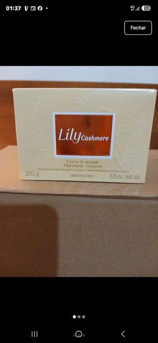 Creme hidratante, Lilycashmere, O Boticário, novo.