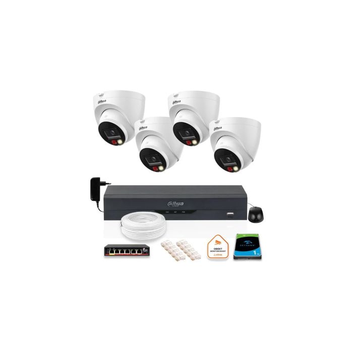 ZESTAW 4 Kamer IP Dahua 8mpx IPC-HDW1839T-A-IL-0280B-S6 + DYSK 1TB