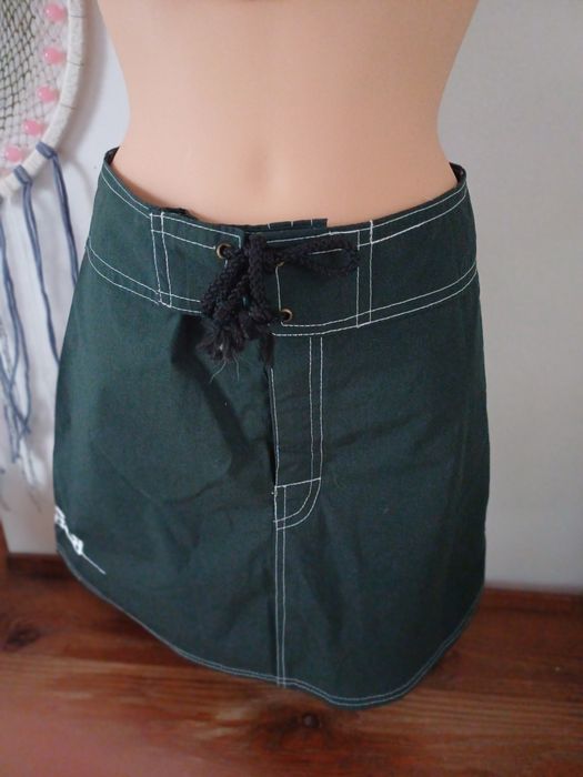 Mini spódniczka krótka M-L ciemna butelkowa zieleń bawełna bawełniana