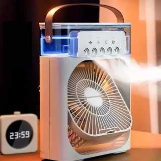 Mini Refrigerador Ventoinha Purificador Humidificador USB Agua Gelo LED NOVO
