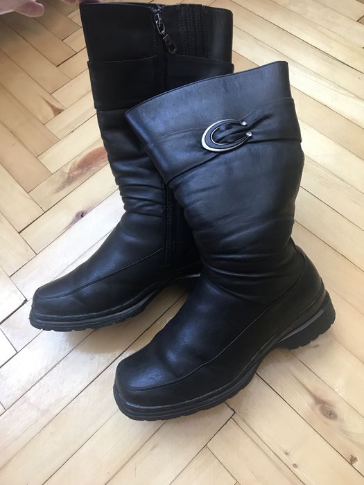 Чоботи на широку  ногу і широку литку!Шкіра!