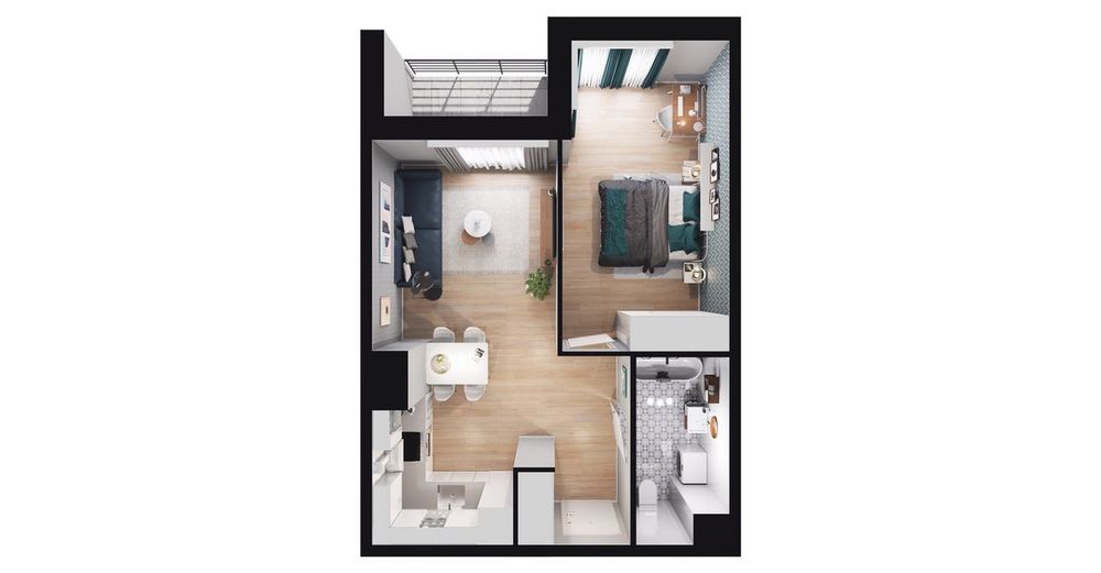 2-pokojowe mieszkanie 42m2 + loggia Bez Prowizji