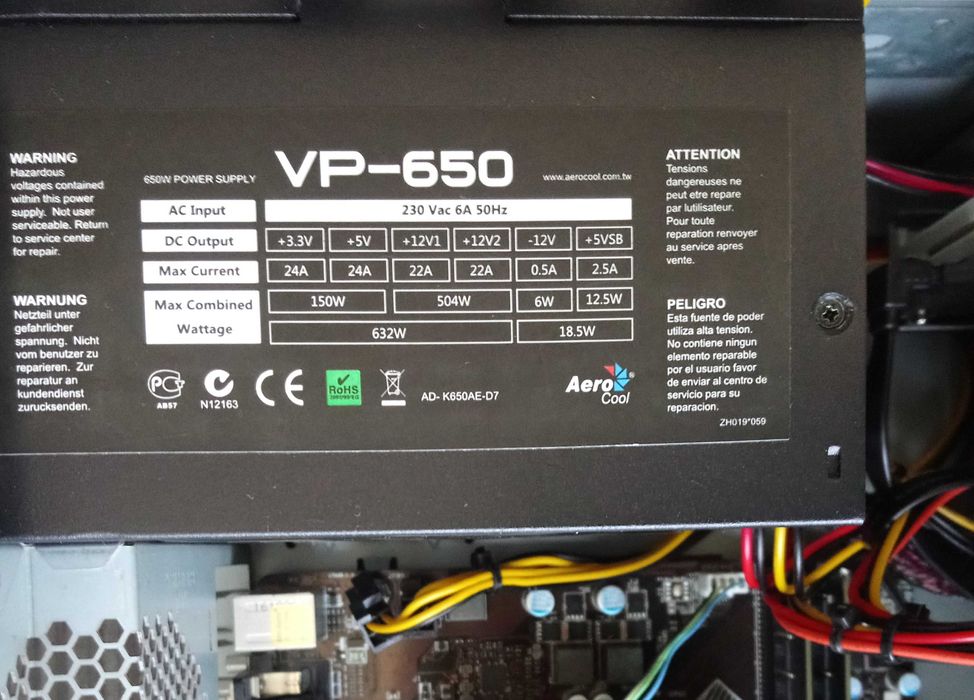Блок питания Aerocool VP-650 650W