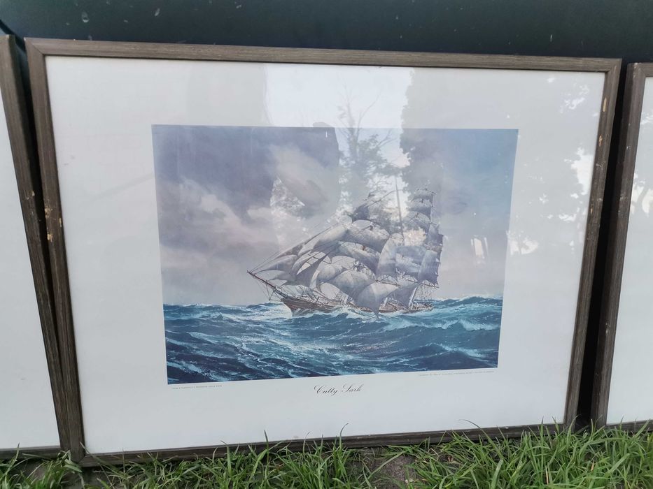 4 obrazy olejne reprodukcje marynistyka