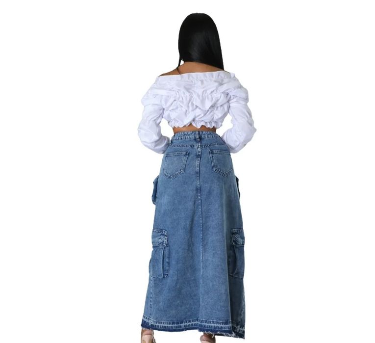 Spodnica maxi dluga jeans  denim