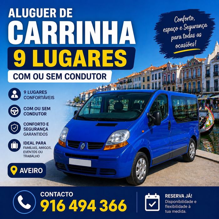 Aluguer carrinha 9 Lugares Aveiro