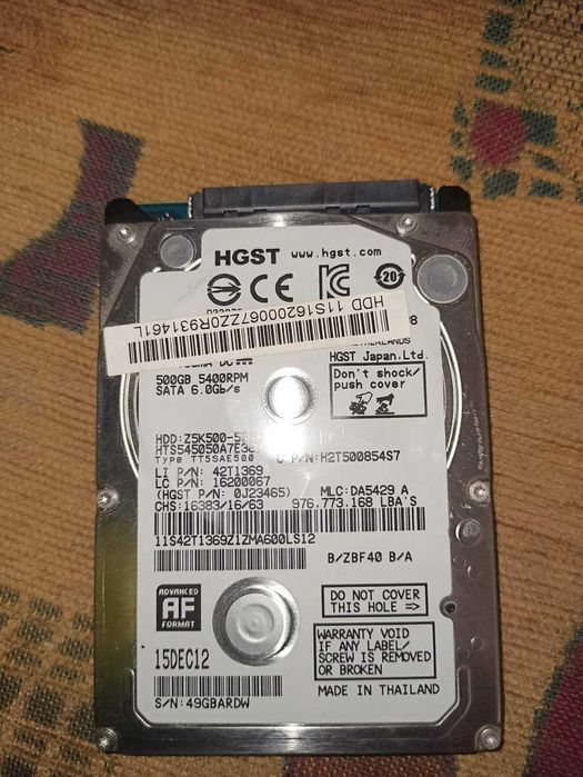 Жорсткий диск для ноутбука 2.5" 500GB Z5K500-500 (HTS545050A7E300)