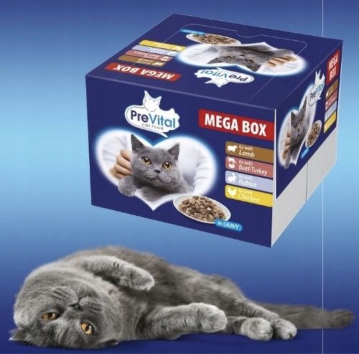 2× Mokra karma dla kota Prevital mix smaków 2,4 kg