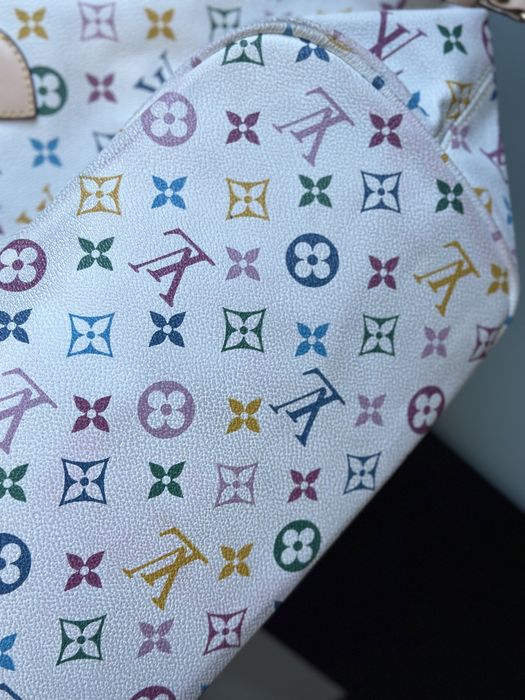 Torba LV biała w kolorowe literki shopper na ramie