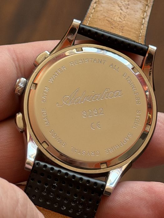 Adriatica Swiss made, fazy księżyca, duży 47/55mm, komplet, idealny st