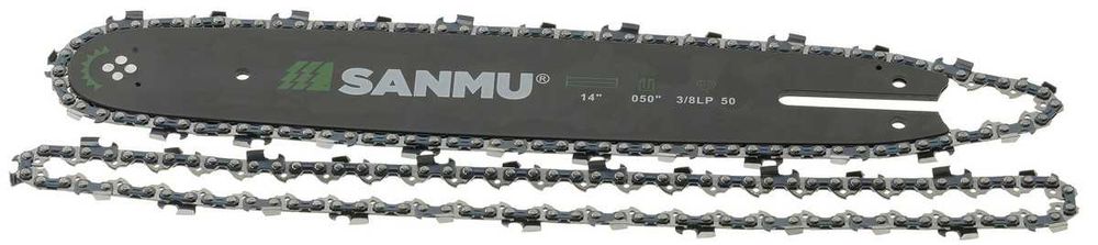 Шина SANMU 14" (35 см) + цепи для твердых пород 3/8" 25 зубов ,цепш888
