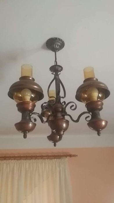 Żyrandol miedziany antyk