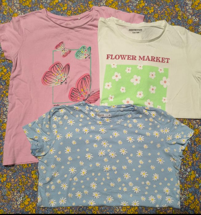 Zestaw bluzeczek t-shirtów stokrotki, motylki Cropp, Endo, Destination