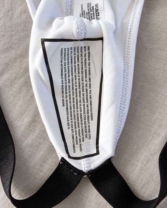 ASOS DESIGN Jockstrap L – białe męskie slipy z czarnymi paskami, bawełna