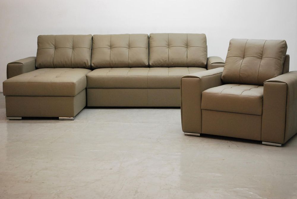 SKÓRA naturalna NAROŻNIK Z funkcja spania  fotel 4119 salon poczekalni