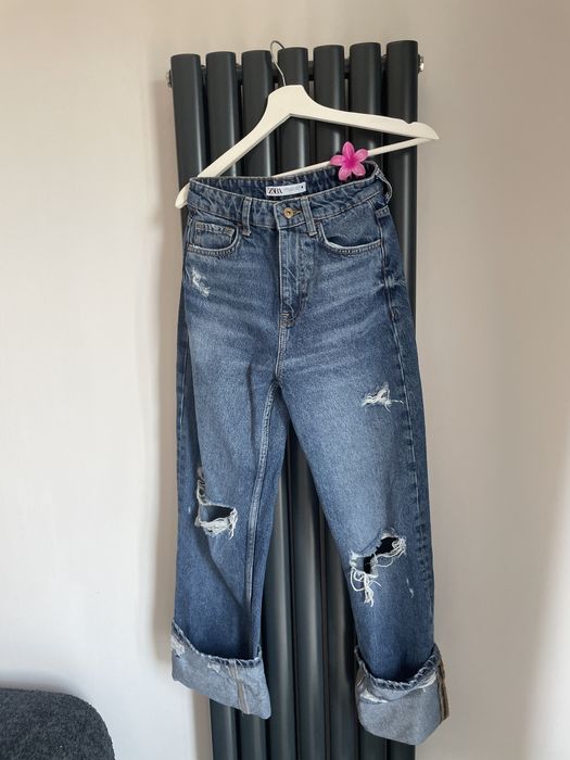 Spodnie jeansy zara 34 xS dziury modne lato