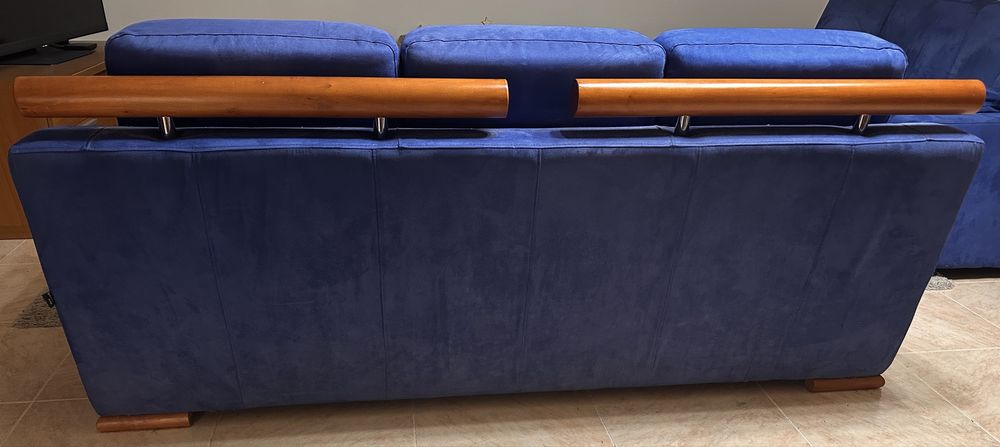 Conjunto 2 sofás grandes azuis