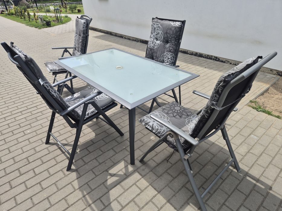 Komplet ogrodowy aluminiowy stół + 4 krzesła  TRANSPORT