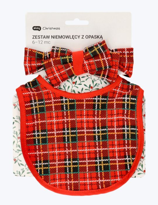 Nowy śliniak, opaska,, zestaw świąteczny, komplet niemowlęcy  6 - 12 m