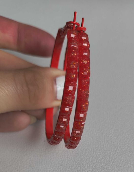 Kolczyki kółka czerwone kod1077