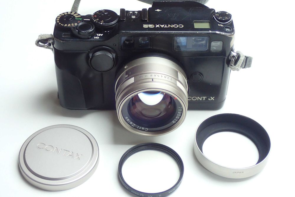 Contax G2 + 2 obiektywy + torba Billingham