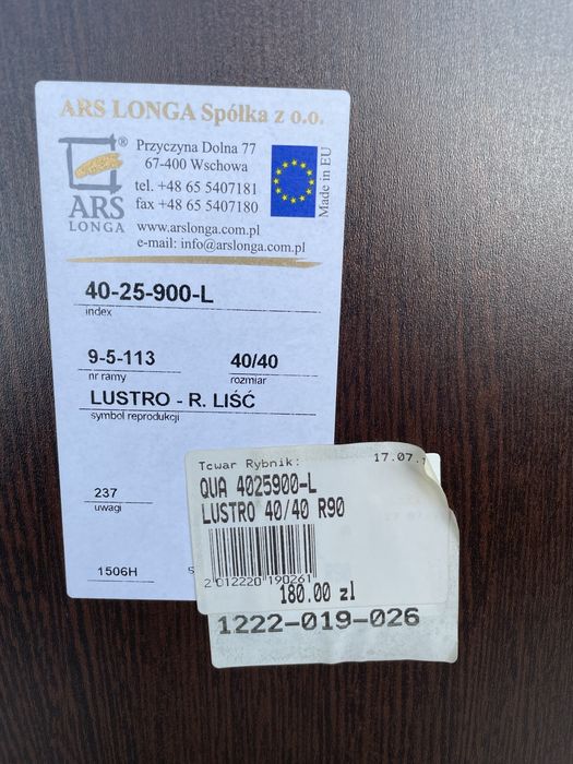 Lustro Ars Longa w ramie lisciastej