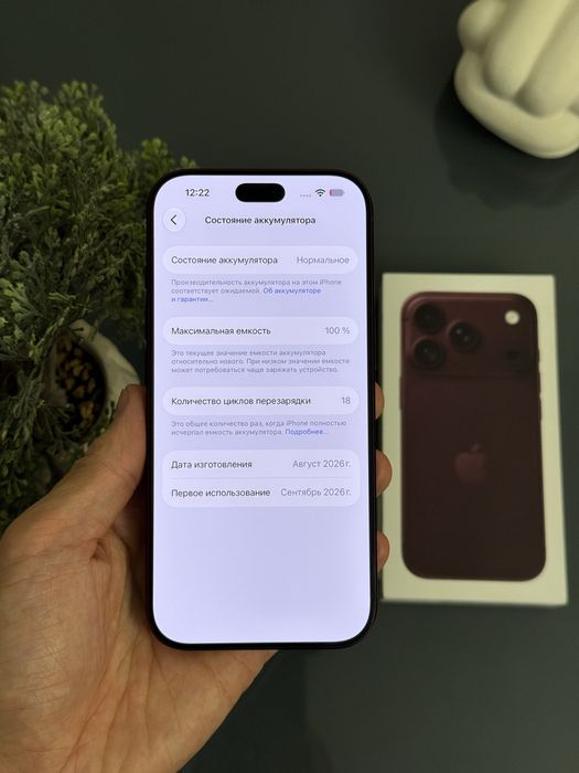 Як новий iPhone 18 Pro 256gb Burgundy Neverlock АКБ 100% Айфон фізсім гарантія