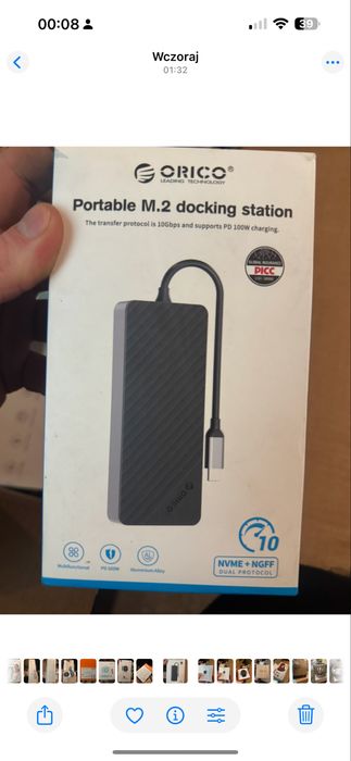 Orico USB-C z obudową na dysk SSD M.2, 10 Gbps, HDMI 4K 60Hz