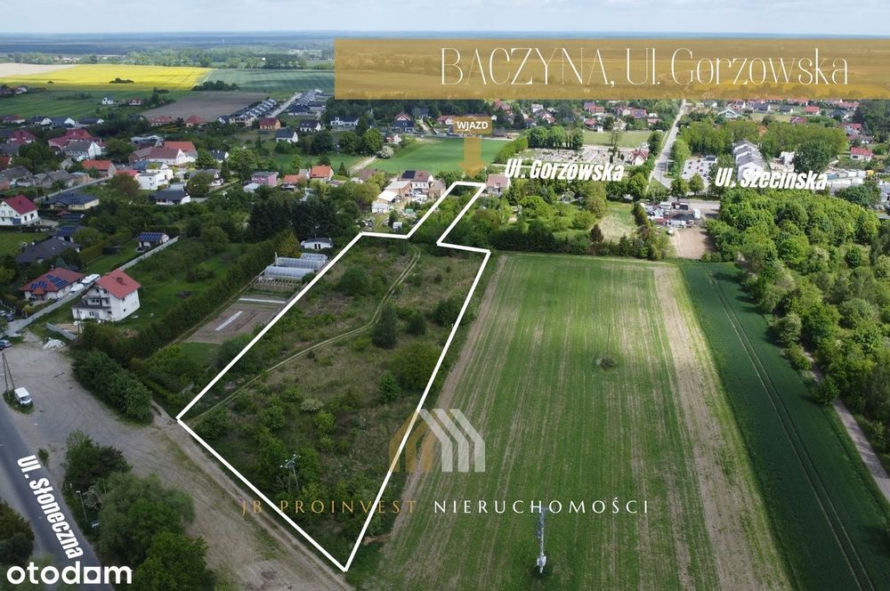 Działka inwestycyjna kameralne osiedle,Baczyna ul. Słoneczna/Gorzowska