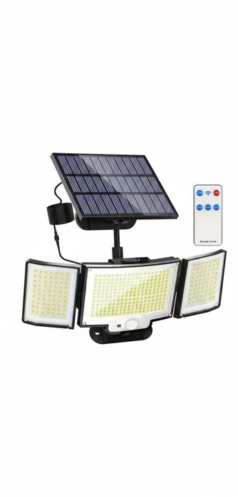 Потужний прожектор 328 LED на сонячній батареї + Пульт (кабель 5 метро