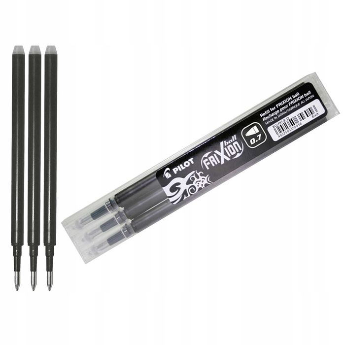 Wkład do długopisu PILOT FRIXION 0,7 CZARNY 3 SZTUKI