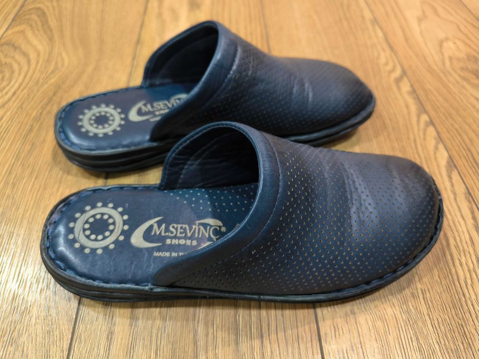 Капці шкіряні 26,5см сині New чоловічі